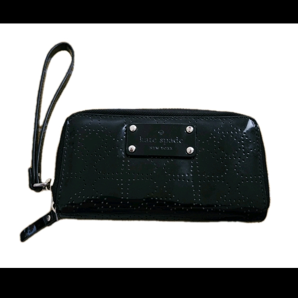 Kate Spade Jazzy Metro Patent Perforated  Leather Wristlet Wallet